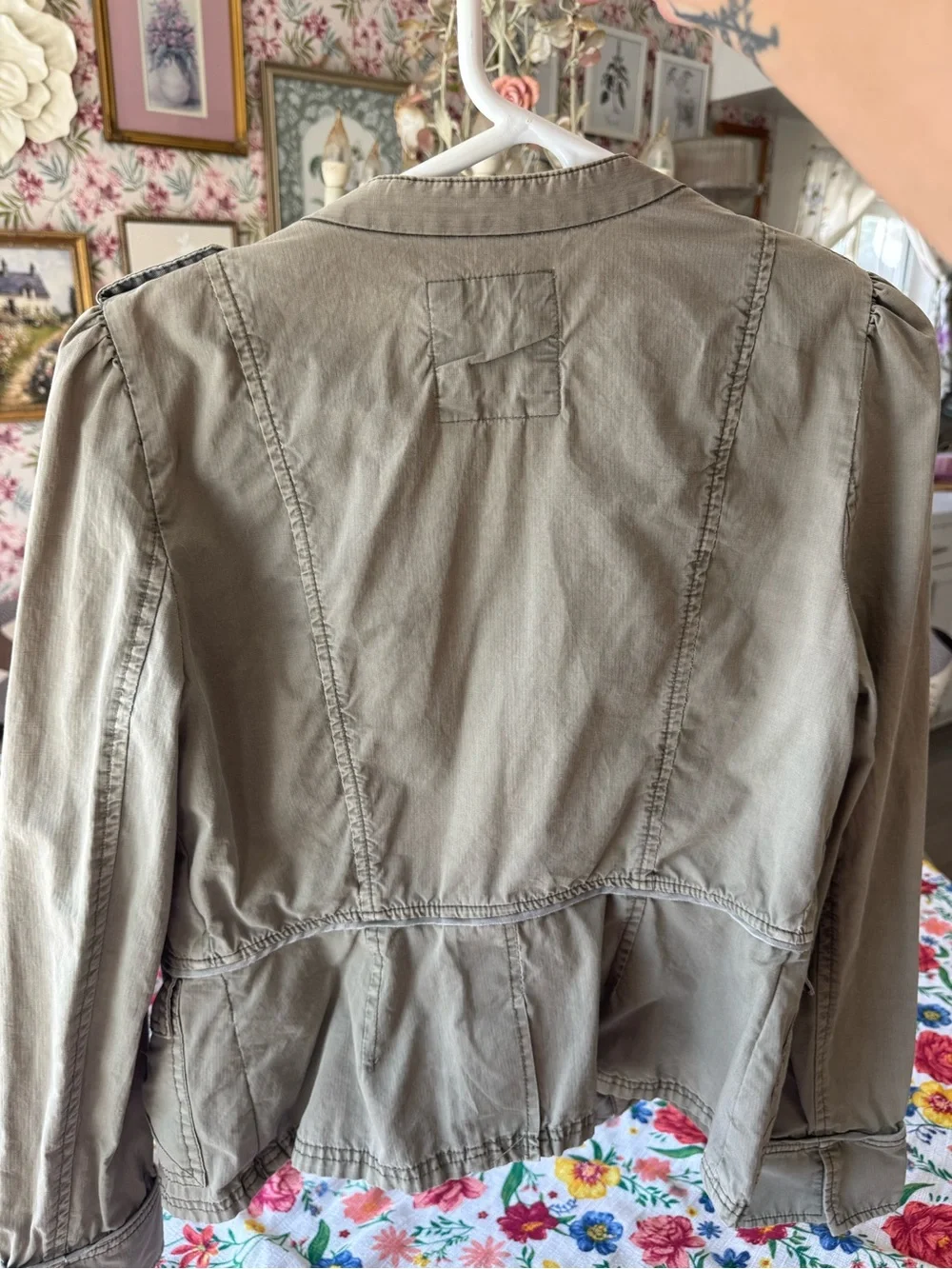 Free People Olive Green Military-Style Utility Jacket